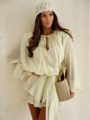 Krótki stylowy kombinezon z tencelu NEFRA - bananowy  magmac 