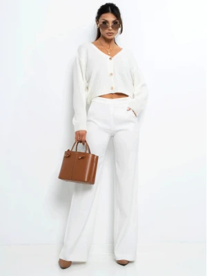 Krótki sweter kardigan zapinany na guziki ELURE - biały  magmac 