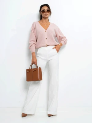 Krótki sweter kardigan zapinany na guziki ELURE - pudrowy róż  magmac 