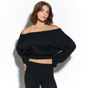 Krótki sweter off shoulder czarny House