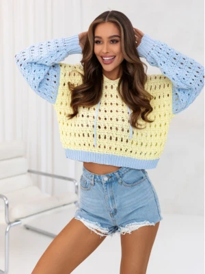 Krótki sweter oversize z kapturem REINO - wzór 1  magmac 