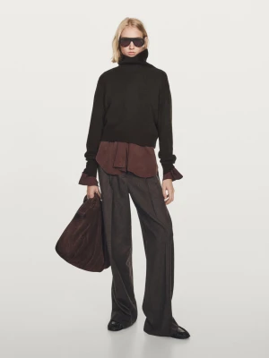 Krótki Sweter Z Dzianiny Ze 100% Kaszmiru - Brązowy - - Massimo Dutti - Kobieta
