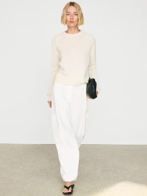 Krótki Sweter Ze 100% Kaszmiru - Waniliowy - Massimo Dutti - Female