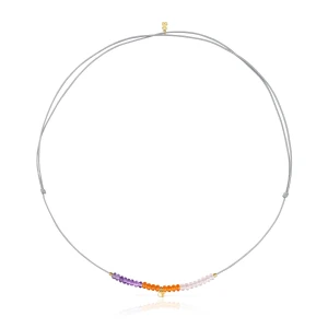 Krótki Sznurkowy Naszyjnik Z Sercem Ze Złota I Motywem Chalcedonu Tous Balloon - Tous