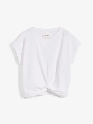 Krótki T-shirt z czystej bawełny organicznej BonPrix biały