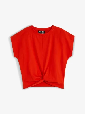 Krótki T-shirt z czystej bawełny organicznej BonPrix pomarańczowy