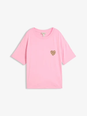 Krótki T-shirt z elastycznej mieszanki wiskozy BonPrix różowy