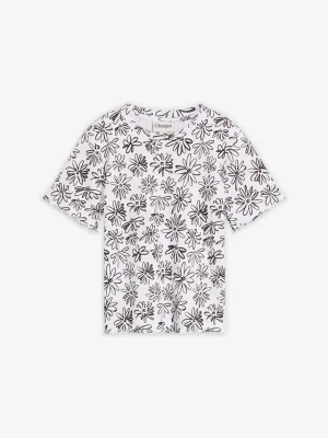 Krótki T-shirt z mieszanki bawełny BonPrix biały