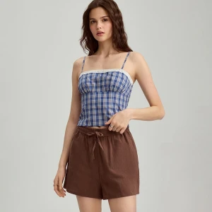 Krótki top w niebieską kratkę House