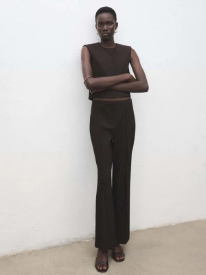 Krótki top z mieszanki wełny szary - Kobieta - - MANGO