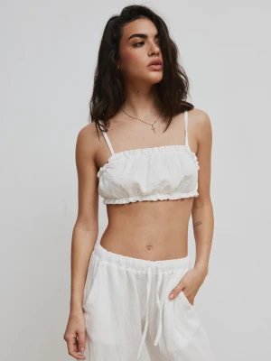 Krótki top z muślinu w kolorze ECRU - FREI-M/L Marsala