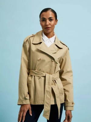 Krótki trench beżowy Moodo