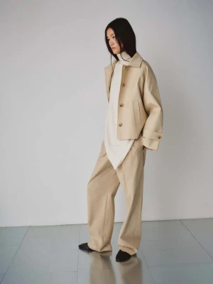 Krótki trencz oversize beżowy - Kobieta - - MANGO