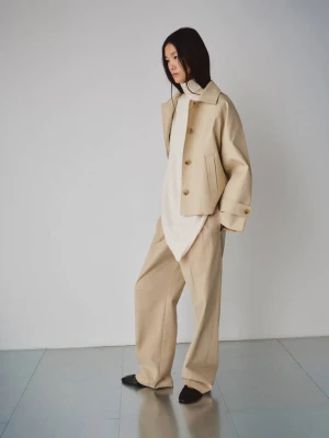 Krótki trencz oversize beżowy - Kobieta - - MANGO