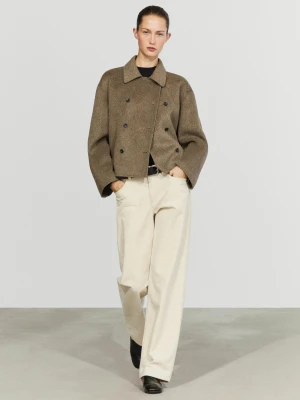 Krótki Trencz Z Domieszką Wełny - Brązowy - Massimo Dutti - Female