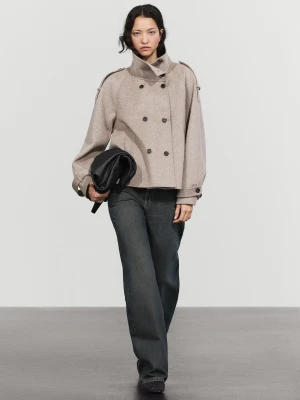 Krótki Trencz Z Ozdobnymi Guzikami - Brązowy - Massimo Dutti - Female