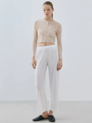 Krótki wełniany kardigan beżowy - Kobieta - - MANGO