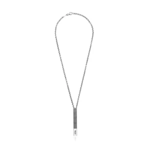 Krótki, Wykonany Z Postarzanego Srebra Z Detalem W Postaci Spinki Do Krawata Naszyjnik Łańcuszkowy Tous Man - Tous