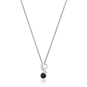 Krótki, Wykonany Z Postarzanego Srebra Z Onyksem Naszyjnik Łańcuszkowy Tous Man - Tous