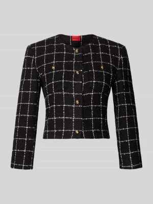 Krótki żakiet o kroju shaped fit ze wzorem w kratę model ‘ADINI-1’ HUGO