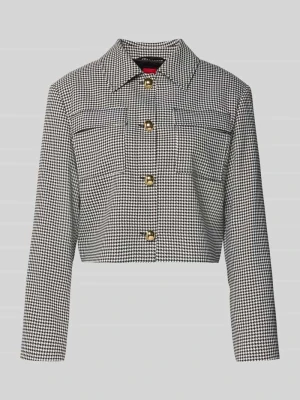 Krótki żakiet o pudełkowym kroju ze wzorem w kratkę vichy model ‘ALERO-2’ HUGO