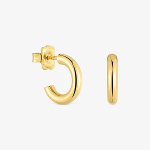 Krótkie, 14-Milimetrowe Kolczyki Kreolki Tous Basics Ze Srebra Powlekanego 18-Karatowym Złotem - Tous