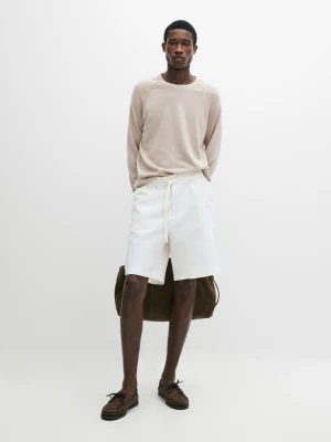Krótkie Bermudy Ze 100% Lnu - Biały Złamany - - Massimo Dutti - Mężczyzna