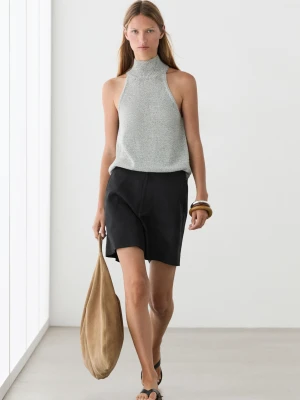 Krótkie Bermudy Ze 100% Lnu - Czarny - Massimo Dutti - Female