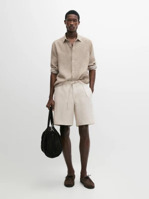 Krótkie Bermudy Ze 100% Lnu - Piaskowy - - Massimo Dutti - Mężczyzna
