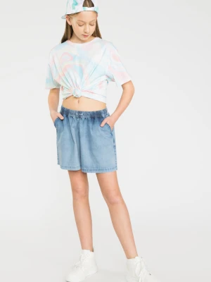 Krótkie jeansowe wiązane spodenki Reporter