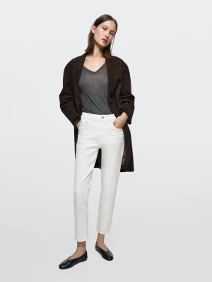 Krótkie Jeansy Slim Fit Ze Średnim Stanem - Biały Złamany - - Massimo Dutti - Kobieta