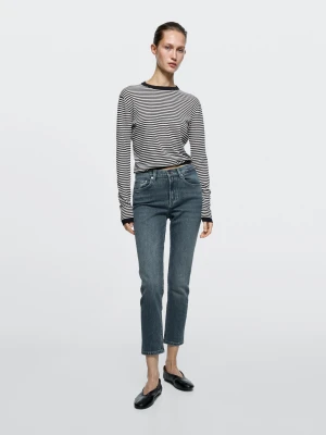 Krótkie Jeansy Slim Fit Ze Średnim Stanem - Ciemnoniebieski - - Massimo Dutti - Kobieta