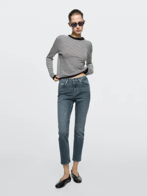 Krótkie Jeansy Slim Fit Ze Średnim Stanem - Ciemnoniebieski - - Massimo Dutti - Kobieta