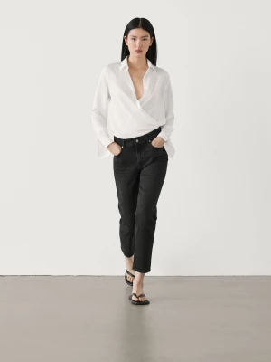 Krótkie Jeansy Slim Ze Średnim Stanem - Czarny - - Massimo Dutti - Kobieta