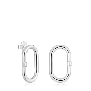 Krótkie Kolczyki Ze Srebra Hold Oval - Tous