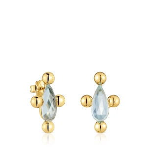 Krótkie Kolczyki Ze Srebra W Kształcie Serca, Pokryte 18-Karatowym Złotem, Z Topazem Sugar Party - Tous Rozmiar