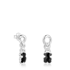 Krótkie Kolczyki Ze Srebra Z Misiem Z Onyksu Tous Icon Color - Tous Rozmiar