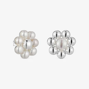 Krótkie Kolczyki Ze Srebra, Z Motywem Kwiatu I Perłami Hodowlanymi Sugar Party - Tous