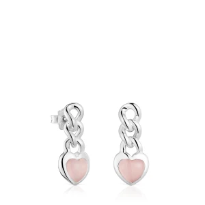Krótkie Kolczyki Ze Srebra Z Motywem Serca Z Chalcedonu Bold Motif - Tous Rozmiar