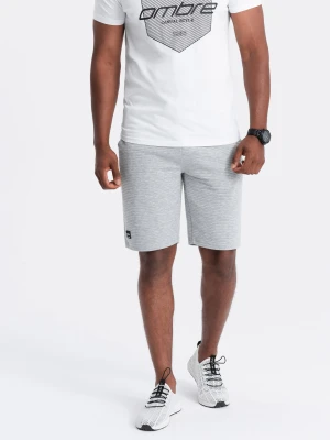 Krótkie męskie spodenki dresowe z dzianiny ottoman – szare V2 - Rozmiar: S Ombre Clothing