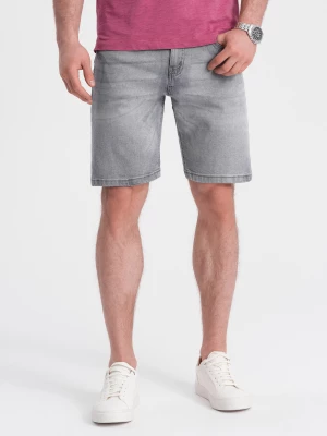 Krótkie męskie spodenki jeansowe z delikatnym washem – szare V2 OM-SRDS-0145
 -                                    S Ombre