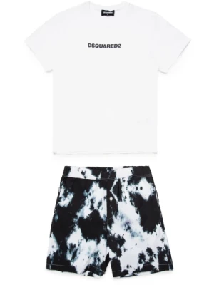 Krótkie piżamy z poplinu z efektem tie-dye Dsquared2