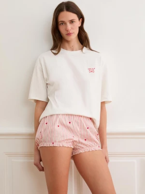 Krótkie spodenki bloomer w paski i serduszka z bawełną Etam