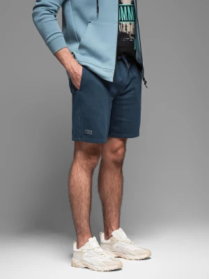 Zdjęcie produktu Krótkie spodenki dresowe męskie RELAXED FIT w stylu athleisure – granatowe V4 - Rozmiar: XL Ombre Clothing