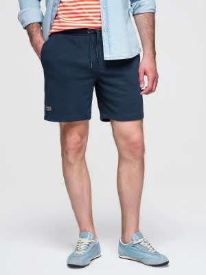 Krótkie spodenki dresowe męskie RELAXED FIT w stylu athleisure – granatowe V4 - Rozmiar: XL Ombre Clothing