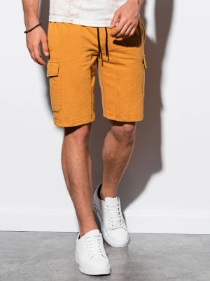 Krótkie spodenki męskie dresowe - żółte - Rozmiar: XL Ombre Clothing