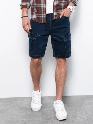 Zdjęcie produktu Krótkie spodenki męskie jeansowe - ciemny jeans V3 - Rozmiar: M Ombre Clothing