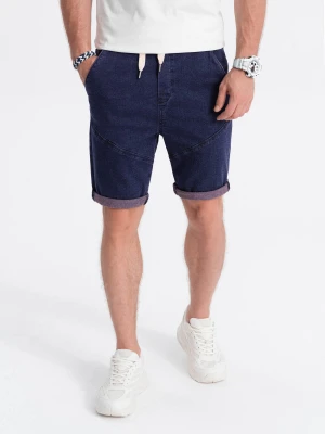 Krótkie spodenki męskie jeansowe - fioletowy V5 - Rozmiar: M Ombre Clothing