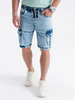Krótkie spodenki męskie jeansowe - jasny jeans V1 - Rozmiar: S Ombre Clothing