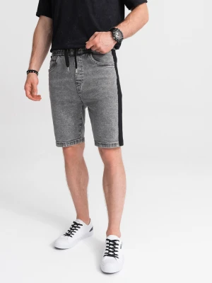 Krótkie spodenki męskie jeansowe - szare V4 - Rozmiar: XXL Ombre Clothing